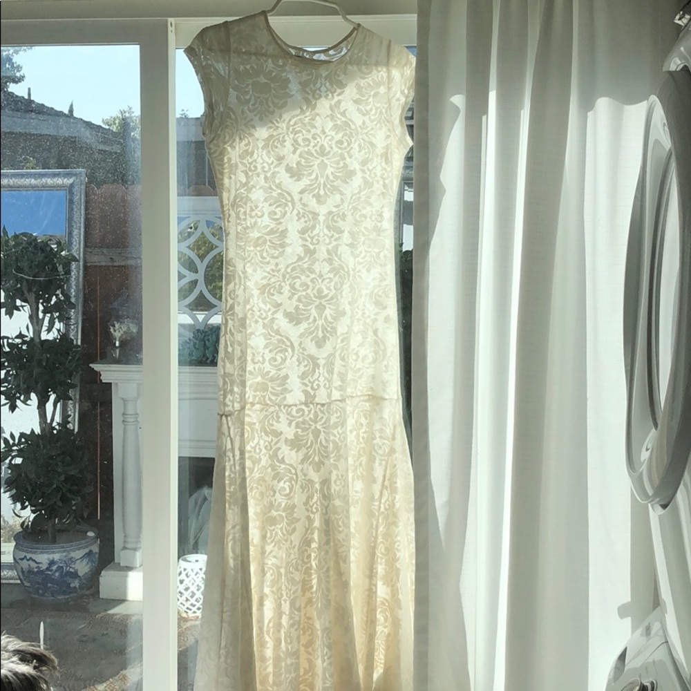 Free People Beach Ivory Lace Drop Waist Midi Dress